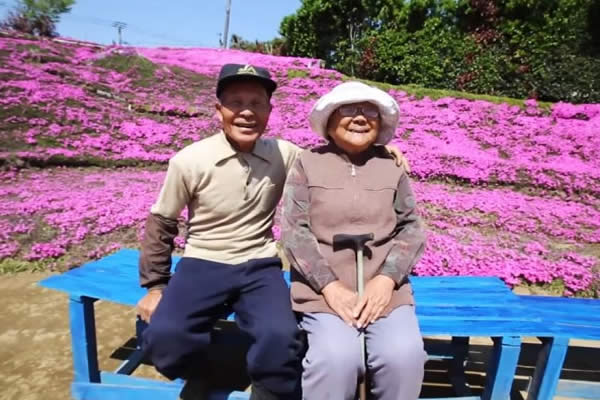 Este señor pasó dos años plantando miles de flores para que su esposa ciega pueda olerlas