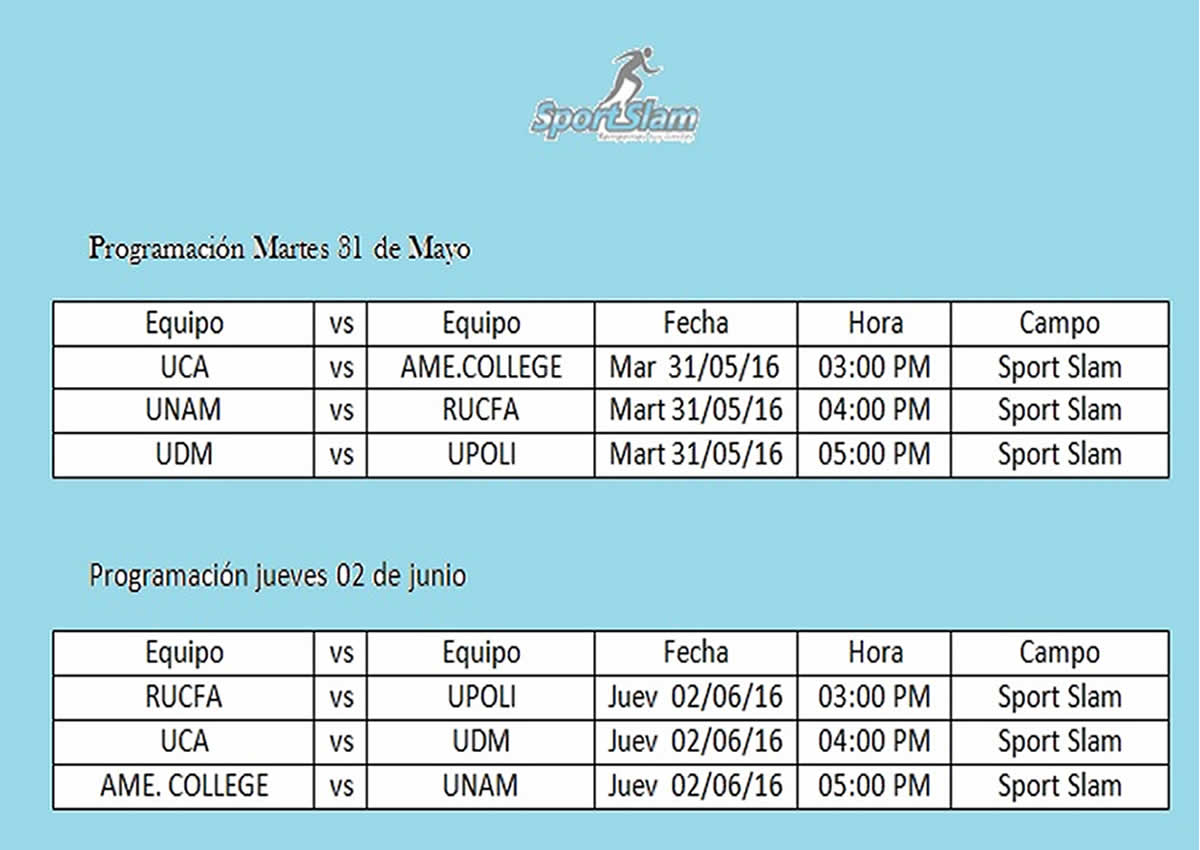 Primer Torneo de Futbol Sala Universitario Sport Slam 2016