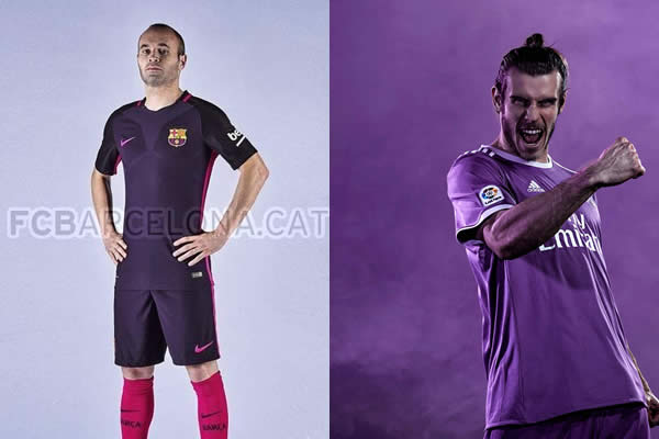 Barcelona y Real Madrid coinciden con el color púrpura en sus uniformes