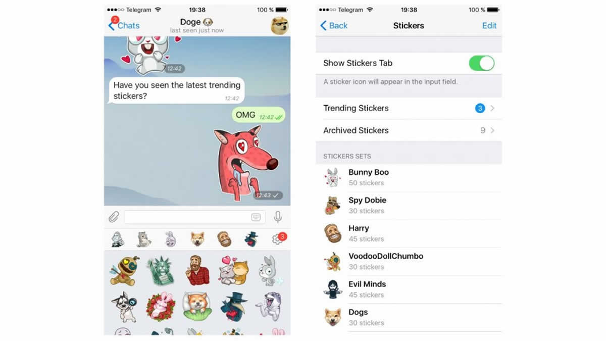 Telegram se actualiza en Android e iOS con stickers destacados