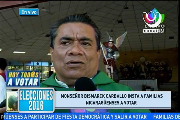Monseñor Bismarck Carballo insta a familias nicaragüenses a votar hoy