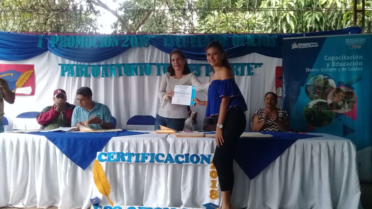 Tecnológico Nacional certifica a protagonistas de Ticuantepe en diversos oficios 