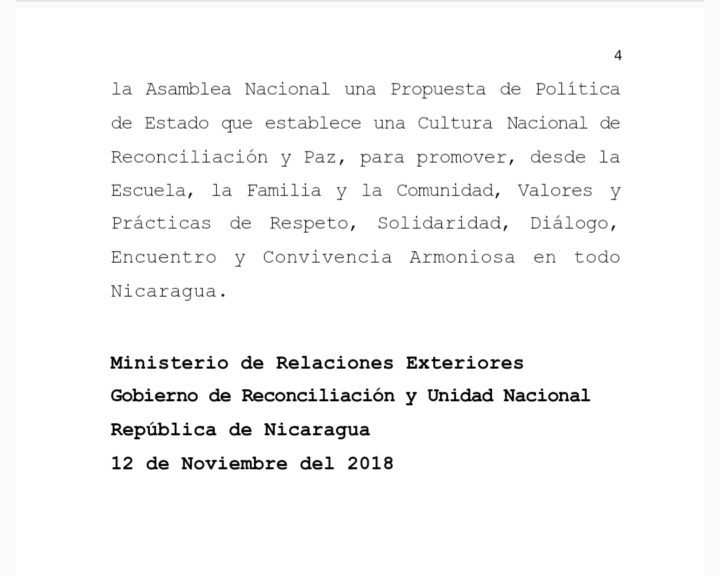 Gobierno de Nicaragua trabaja en la construcción de una cultura de Paz y Reconciliación 
