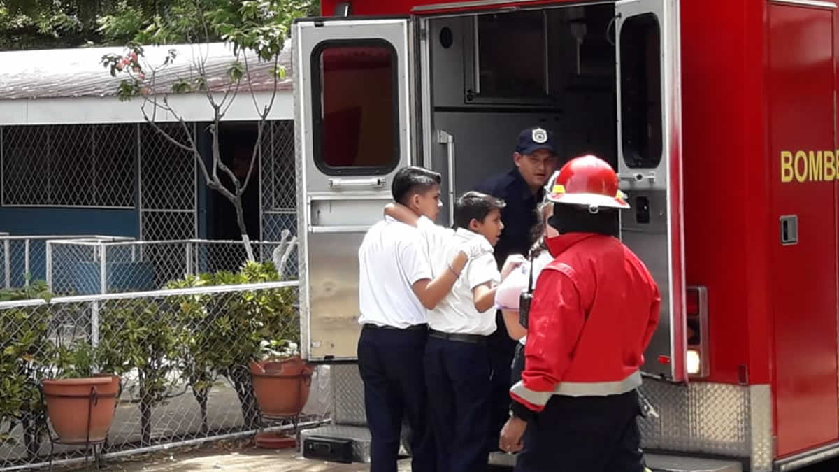 Cuerpo de Bomberos realiza simulacro de sismo en el Colegio Veracruz