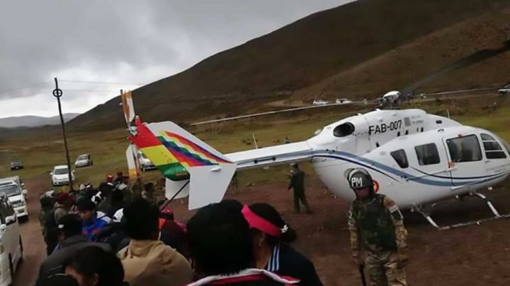 Fallas mecánicas en el helicóptero donde viajaba el presidente Evo Morales