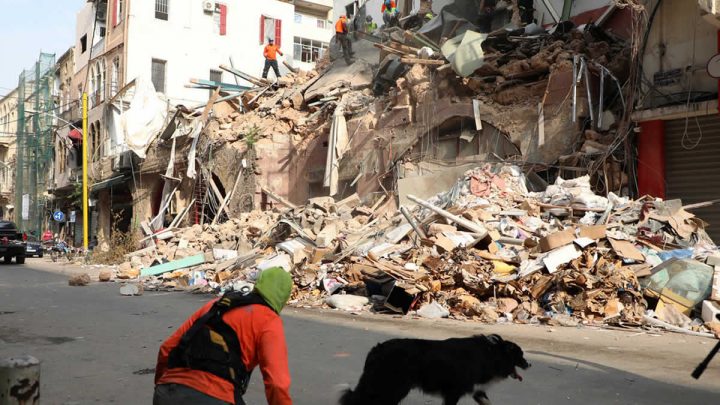 Equipo de rescate chilena busca la manera de encontrar a las personas bajo los escombros en Beirut